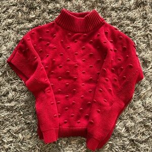 Girls poncho red sweater EUC